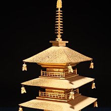 8/24結標日本鍍金五重塔開運置物ADH0704 -置物干支獸首面具風鈴根雕