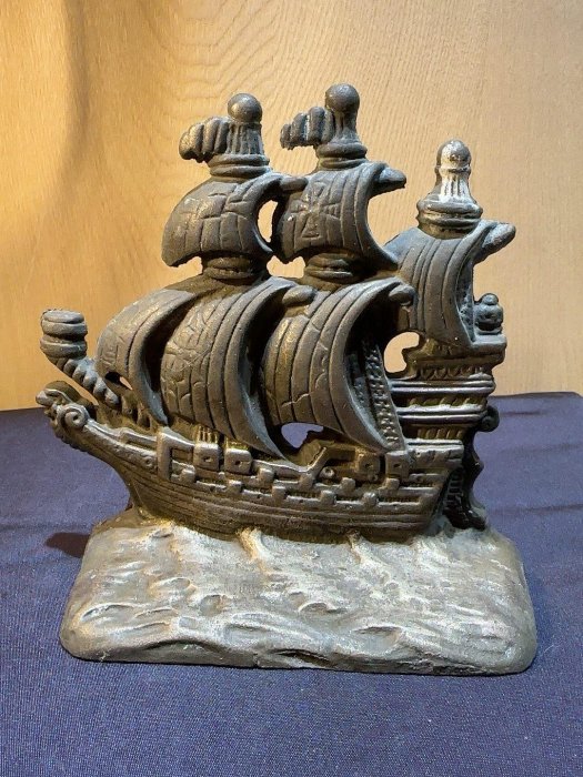 嚴選純銅西洋帆船擺件，高14公分長13公分，重1010克，實心鑄造超重工感