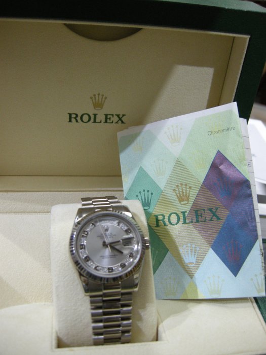 ROLEX 勞力士118239(MA)款蠔式/ 稀少有18白K金.銀白原鑲小滿天星鑽面 品相極美 *