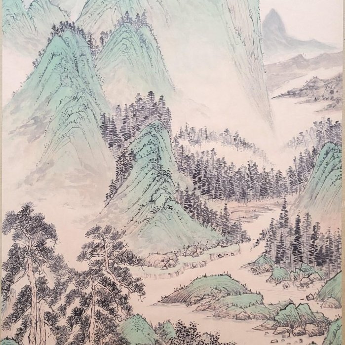 啟功。山水卷軸 ALT357 啟功紙本山水立軸畫心尺寸68x136厘米| Yahoo拍賣