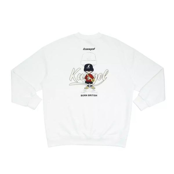 KANGOL 大學T 白色 毛帽 人物繡花 上衣 中性 6555101100
