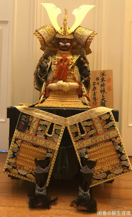 五月人形　上原玉鳳作　12号大鎧　飛鳥　金小札梨地茶絲裾濃威之大鎧 五月人形日本武士甲胄大鎧具足上原玉鳳作高約79cm，全配，部件全，金具