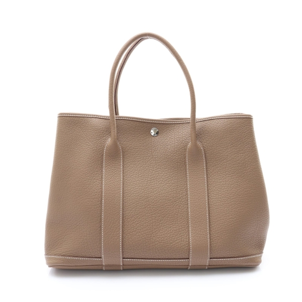 HERMES 愛馬仕 Garden Party 36 手提包 大象灰 Negonda 牛皮 T刻 銀扣 【二手名牌BRAND OFF】