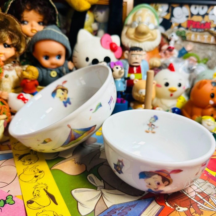 嚴選中古迪士尼匹諾曹聯名則武骨瓷米飯碗，稀有收藏品 骨瓷 米飯碗 匹諾曹