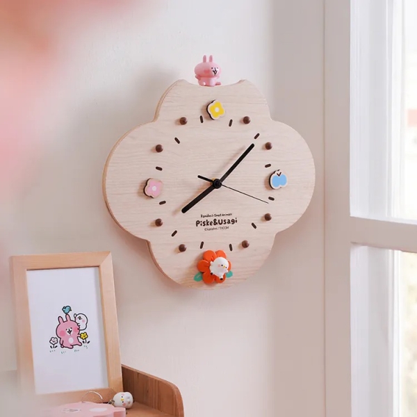 知音JEAN Wooderful life x 卡娜赫拉的小動物 木製動態時鐘-P助&粉紅兔