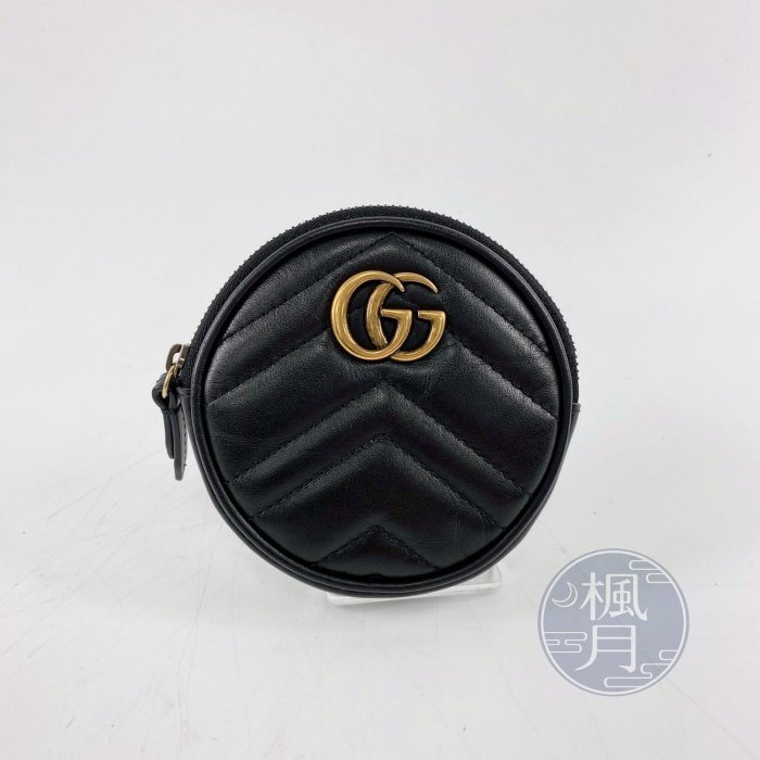 【一元起標 08/19】GUCCI 575160 黑金GG MARMONT 圓形 零錢包 | Yahoo拍賣