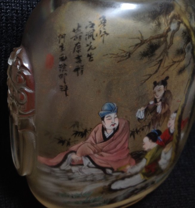 鼻煙壺水晶鼻煙壺內畫人物名家落款@寶進堂@ | Yahoo拍賣