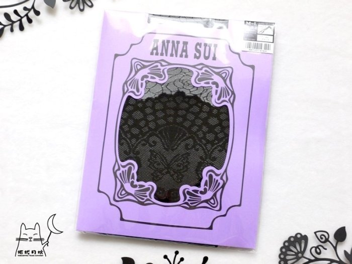 【拓拔月坊】ANNA SUI 褲襪　蝴蝶蕾絲玫瑰紋 假膝上褲襪　日本製～現貨！