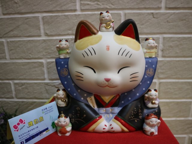 婕的店日本精品~日本帶回~藥師窯~彩絵七福神福助招財猫(7号)(貯金箱