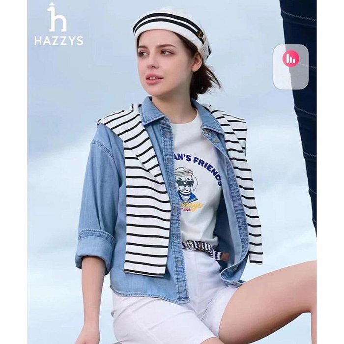 ☆CAESAR☆HAZZYS☆女士寬鬆落肩牛仔襯衫外套 100％原廠商品 yZS912