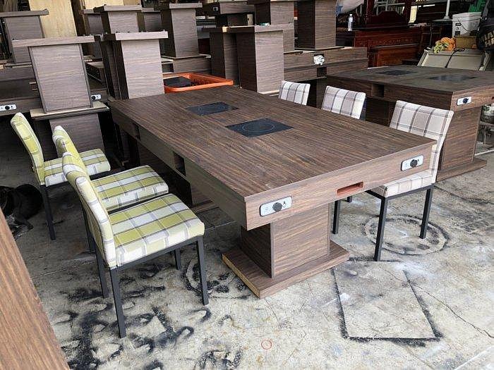 鑫高雄駿喨二手貨家具(全台買賣)---6.5尺 火鍋桌 雙孔火鍋桌 6人座火鍋桌 電磁爐 220V