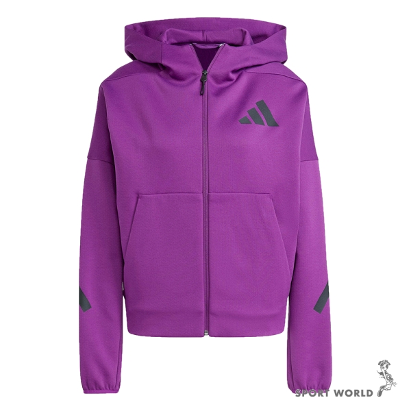Adidas 連帽外套 女裝 Z.N.E 拉鍊口袋 紫【運動世界】JD3990