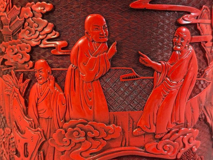 中国 堆朱 刻人物 筒 文房四宝 中國堆朱刻人物筒文房四寶| Yahoo拍賣