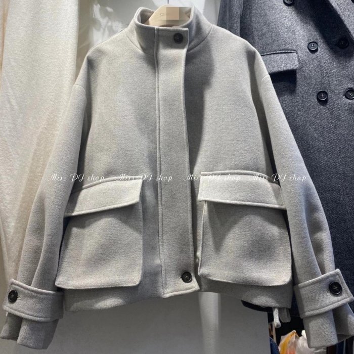 正韓連線 質感立領大口袋短版 40%羊毛外套 【現貨】Miss PJ shop