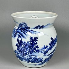 香櫨　平安春峰 日本：清水燒“平安春峰”青花水指，茶葉罐。7129 | Yahoo拍賣