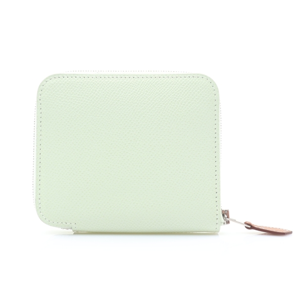 HERMES 愛馬仕 氣泡綠 Epsom牛皮 Silk in Compact 拉鍊短夾 W刻 H069646CK 【二手名牌BRAND OFF】