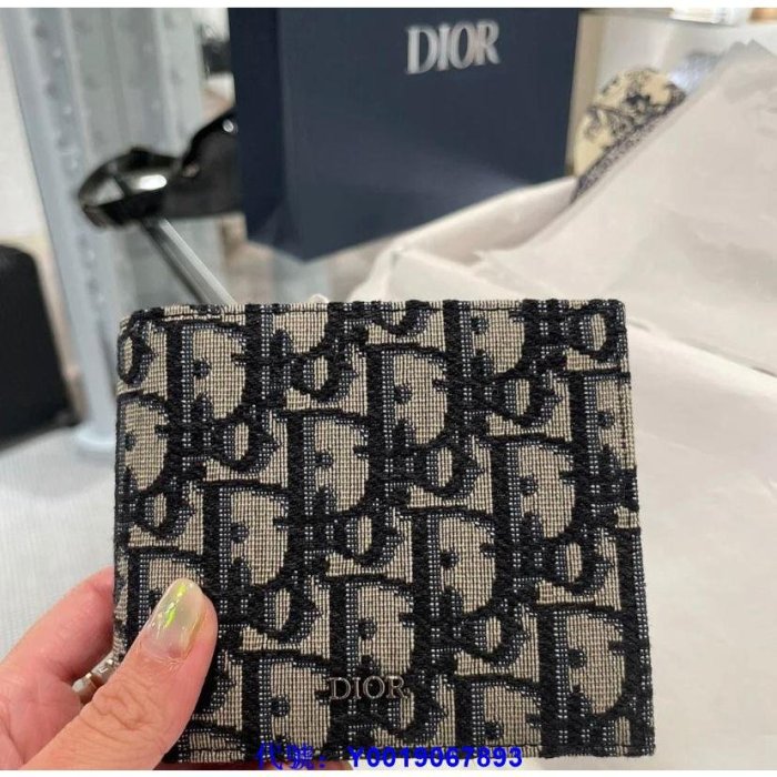 二手98新 正品  Dior 迪奧 Homme提花斜 對著錢包 8卡短夾2OBBH027YSE H05E 男款錢包 送禮
