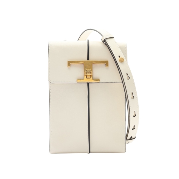 TOD S 托德斯 T Timeless 肩背包 手機包 白色 牛皮 【二手名牌BRAND OFF】