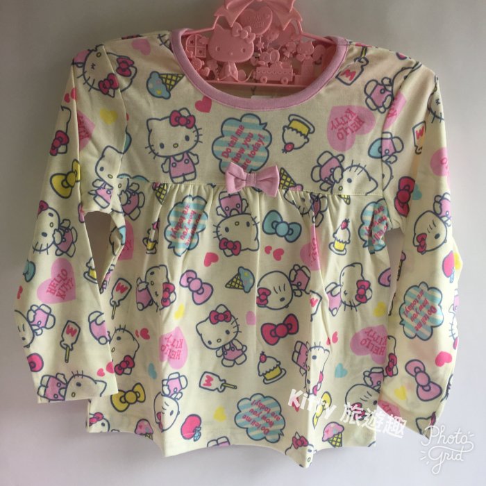 [Kitty 旅遊趣] Hello Kitty 長袖休閒衣褲組 凱蒂貓 長袖上衣及長褲 休閒服 140