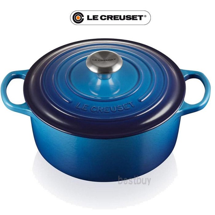 法國 Le Creuset 藍莓色 Blue Berry 24cm 4.2L 新款 圓形 鑄鐵鍋 湯鍋 大耳