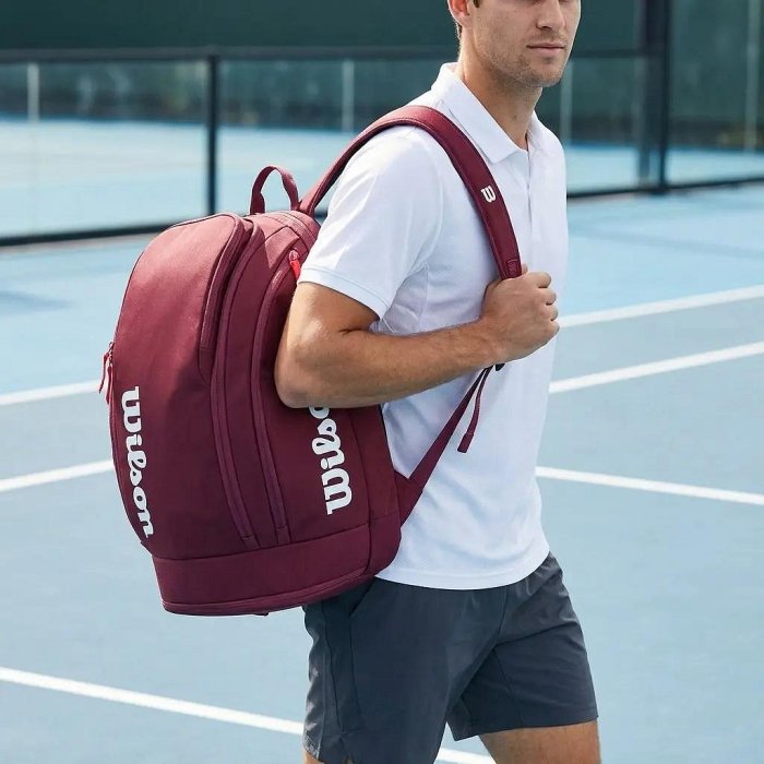【曼森體育】Wilson Defyer V1 BACKPACK 網球 後背包 酒紅色 2026新款 可裝2支球拍
