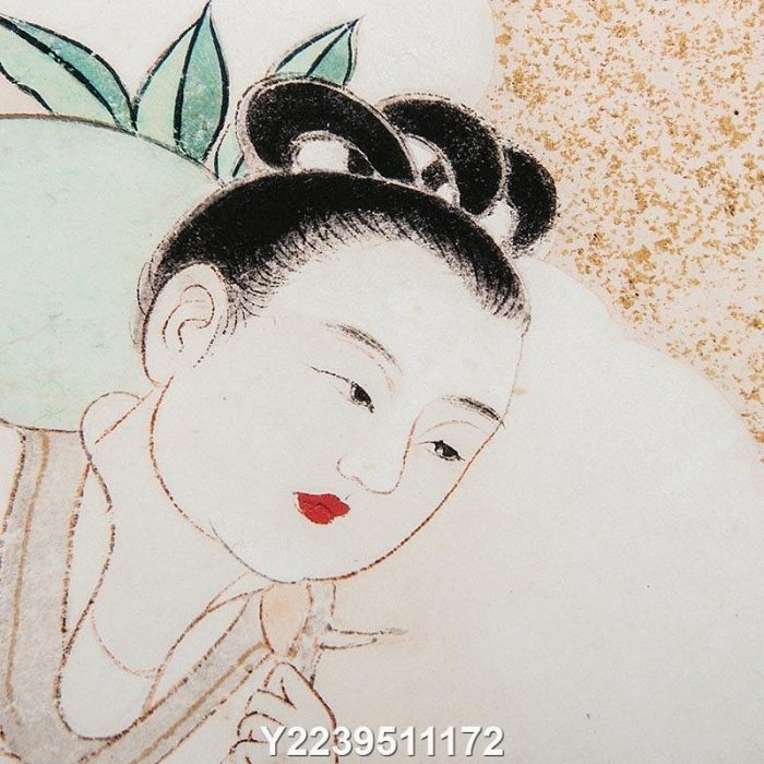三友書畫社張大千國畫人物蟠桃獻壽圖立軸畫芯真跡復製品高清未裝裱古畫