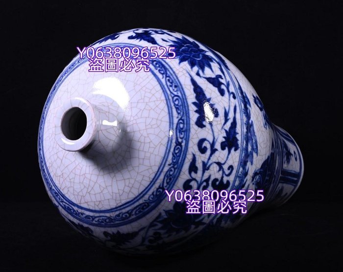 元青花開片三顧茅廬人物故事紋梅瓶，高43×26厘米1000641 琺瑯彩青花