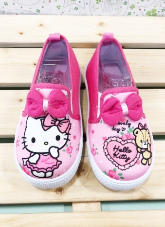 【震撼精品百貨】Hello Kitty 凱蒂貓~台灣製Hello kitty正版兒童帆布鞋-桃蝴蝶結(15~20號)#18746