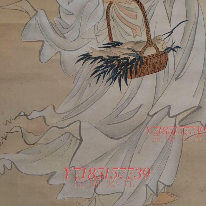 石井金陵(1842-1926) 白衣魚籃觀音圖佛畫禪畫手繪掛畫書法裝飾| Yahoo拍賣