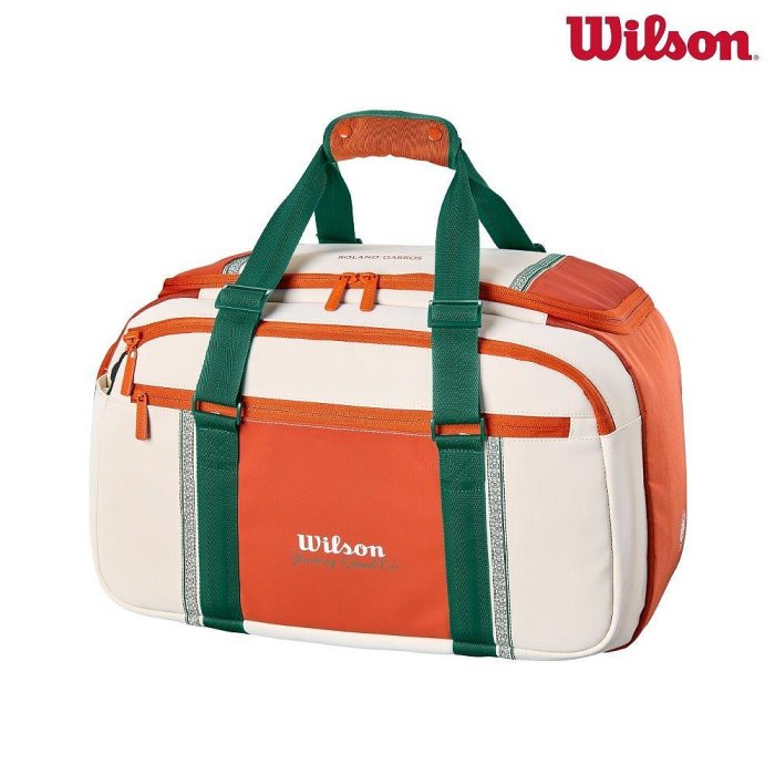 【曼森體育】Wilson ROLAND GARROS SMALL DUFFEL Cream 圓筒包 可裝2支球拍 法網系列