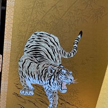日本金箔屏風，龍虎空白屏風日本中古本御屏風竜虎蒔繪付，新金箔絹目