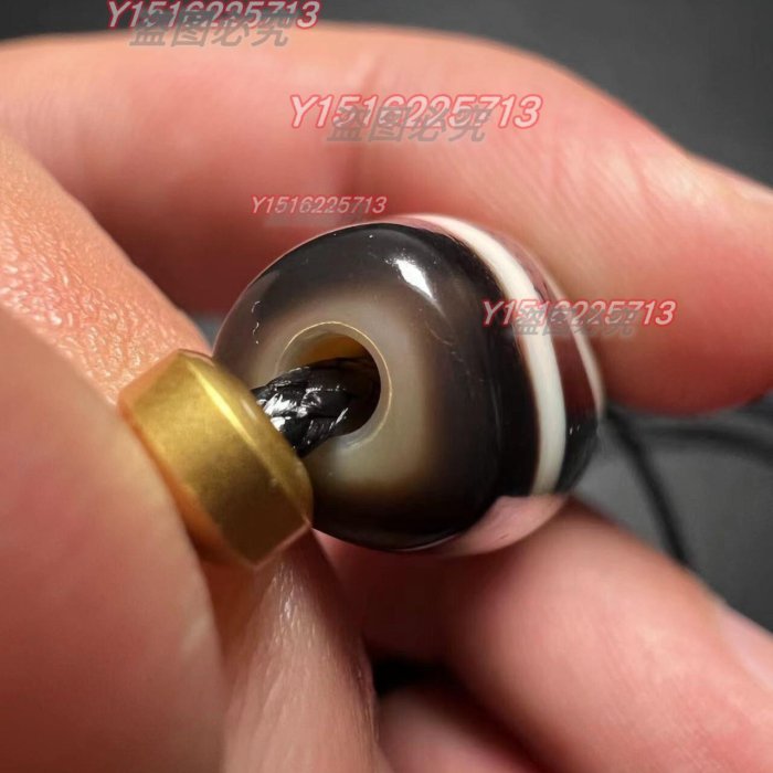 ありあ瑪瑙　銀線白毫天珠　1-217 臺灣純手工黑白一眼天地天珠尺寸12.8*12*39mm 材質瑪瑙藏品老貨收藏