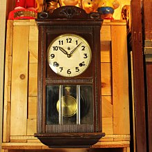 桑園の】日本老鐘二戰後老物巴洛克豪華版實木框機械發條鐘掛鐘MADE IN