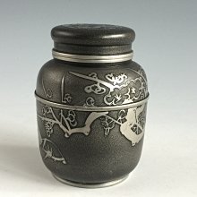松果坊】日本煎茶道具『永信堂』造梅蘭竹菊松老錫罐錫茶入錫茶葉