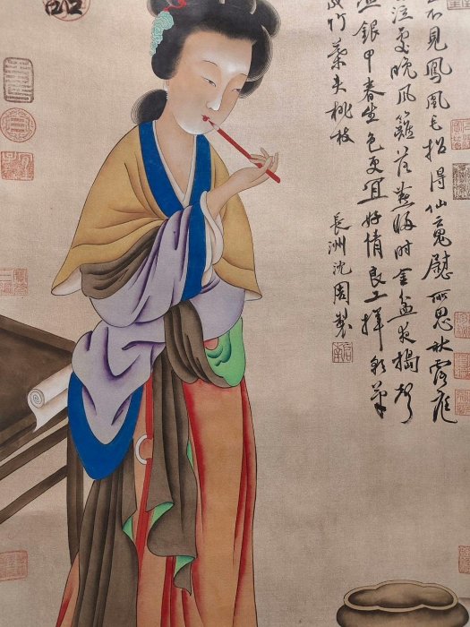 中国古美術・字画三尺仕女人物掛軸・水彩画・唐寅印款・書道品・絹本・仕女画・肉筆 唐寅 仕女図 掛軸 三尺中堂 中国美術 人物画 美人画 インテリア - メルカリ