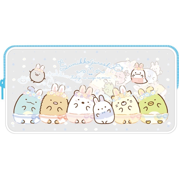 【第2件0元】角落生物-小夥伴 大方透明筆袋D-藍/粉