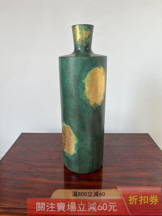 日本中古三枝惣太郎作青銅花瓶【律】純金箔銅花瓶藏六式銅花瓶高岡銅器