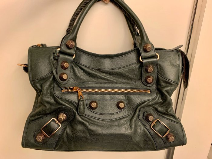 Balenciaga 巴黎世家 深鐵灰綠色 大玫瑰金釦 City bag CT 機車包 現貨