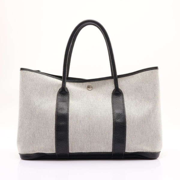 HERMES 愛馬仕 Garden Party 36 手提包 黑色 Toile帆布 Negonda 牛皮 □O刻 【二手名牌BRAND OFF】