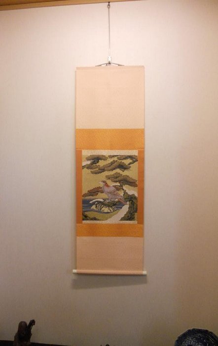掛軸狩野永德松鷹圖國寶刺繡希少紋織掛軸絵織物掛軸美品です| Yahoo拍賣