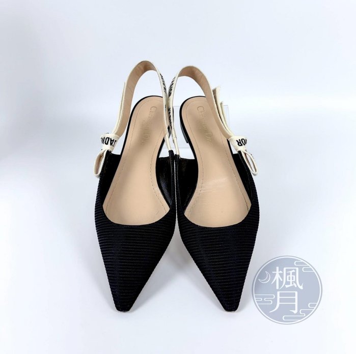 【一元起標 6/23】Christian Dior KCB384TFLS900 黑J'dior 露跟平底鞋#38.5
