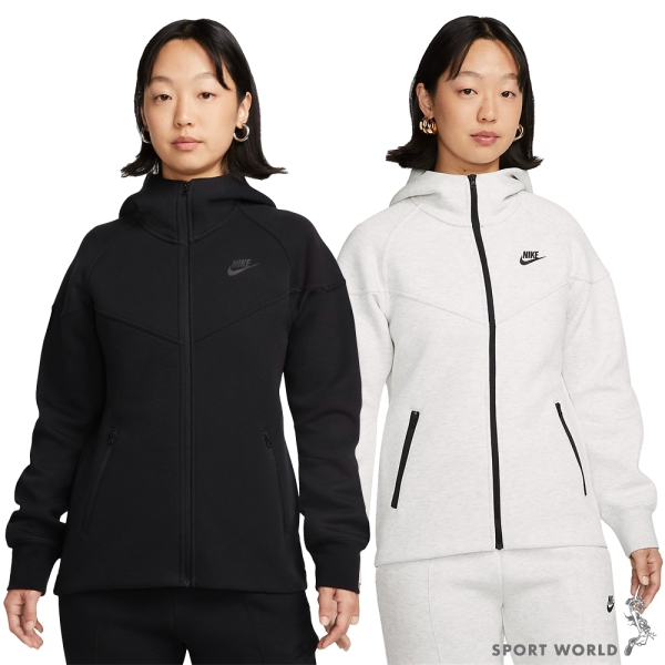 【下殺】Nike 女裝 連帽外套 科技棉 拉鍊口袋 落肩 Tech Fleece 黑/雪花灰 FB8339-010/FB8339-013