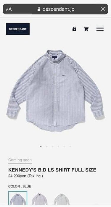 DESCENDANT 21SS KENNEDY'S B.D LS SHIRT FULL SIZE dcdt長袖 DESCENDANT 21SS KENNEDY'S B.D LS SHIRT FULL SIZE dcdt長袖