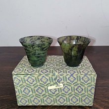 240120き 夜光杯 碧玉夜光杯（対） 日本中古回流碧玉杯墨綠玉杯夜光杯酒杯茶杯碧玉墨玉杯夜光杯，超薄晶瑩