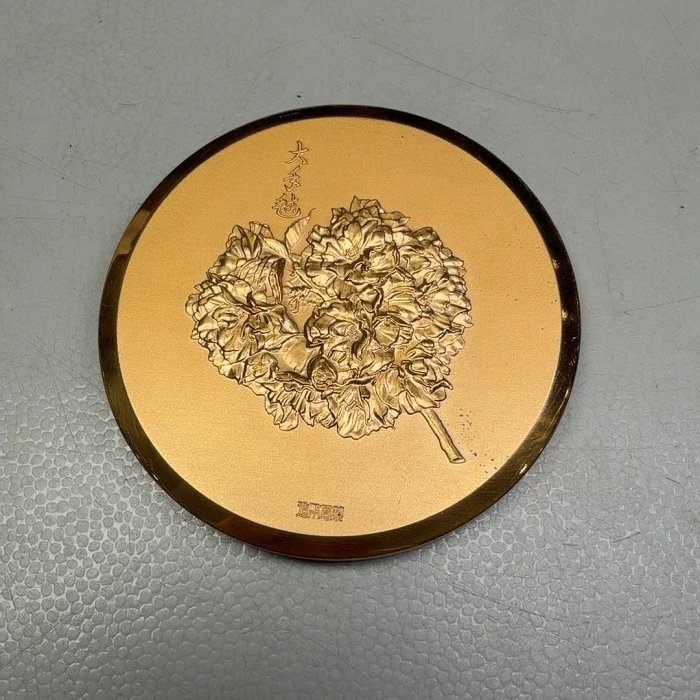 80年代日本造幣局櫻花紀念銅章復古浮雕人物櫻花收藏銅質勳章附原盒直徑