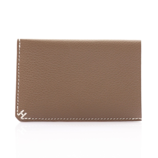 HERMES 愛馬仕 H Sellier 名片夾 卡夾 Evercolor牛皮 大象灰 W刻 【二手名牌BRAND OFF】
