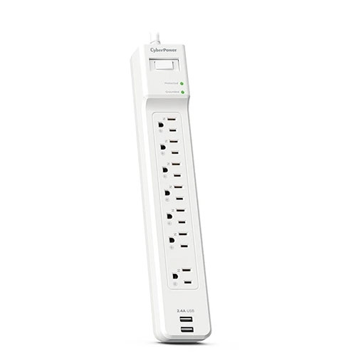 CyberPower 防突波7插座2USB充電延長線 P0718UB0-TW【愛買】