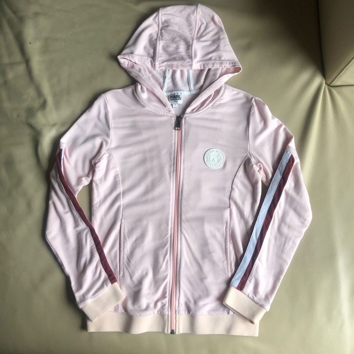 [品味人生2]保證正品 Karl Lagerfeld 粉紅色 女童 連帽外套 SIZE 12 適合150cm