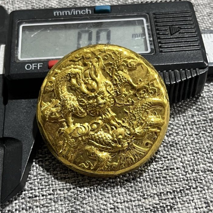 紫風大清康熙年造寶字御賜足金背實心鎏金雕刻獅子復古加厚金餅金塊錢