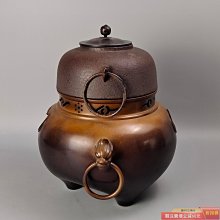 可議價人間國寶高橋敬典造日本唐銅鬼面風爐釜添一套高橋敬典造真形切和